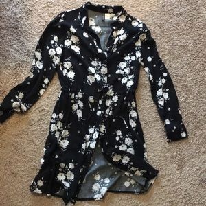 H&M Divided Floral button down dress/long top Sz4